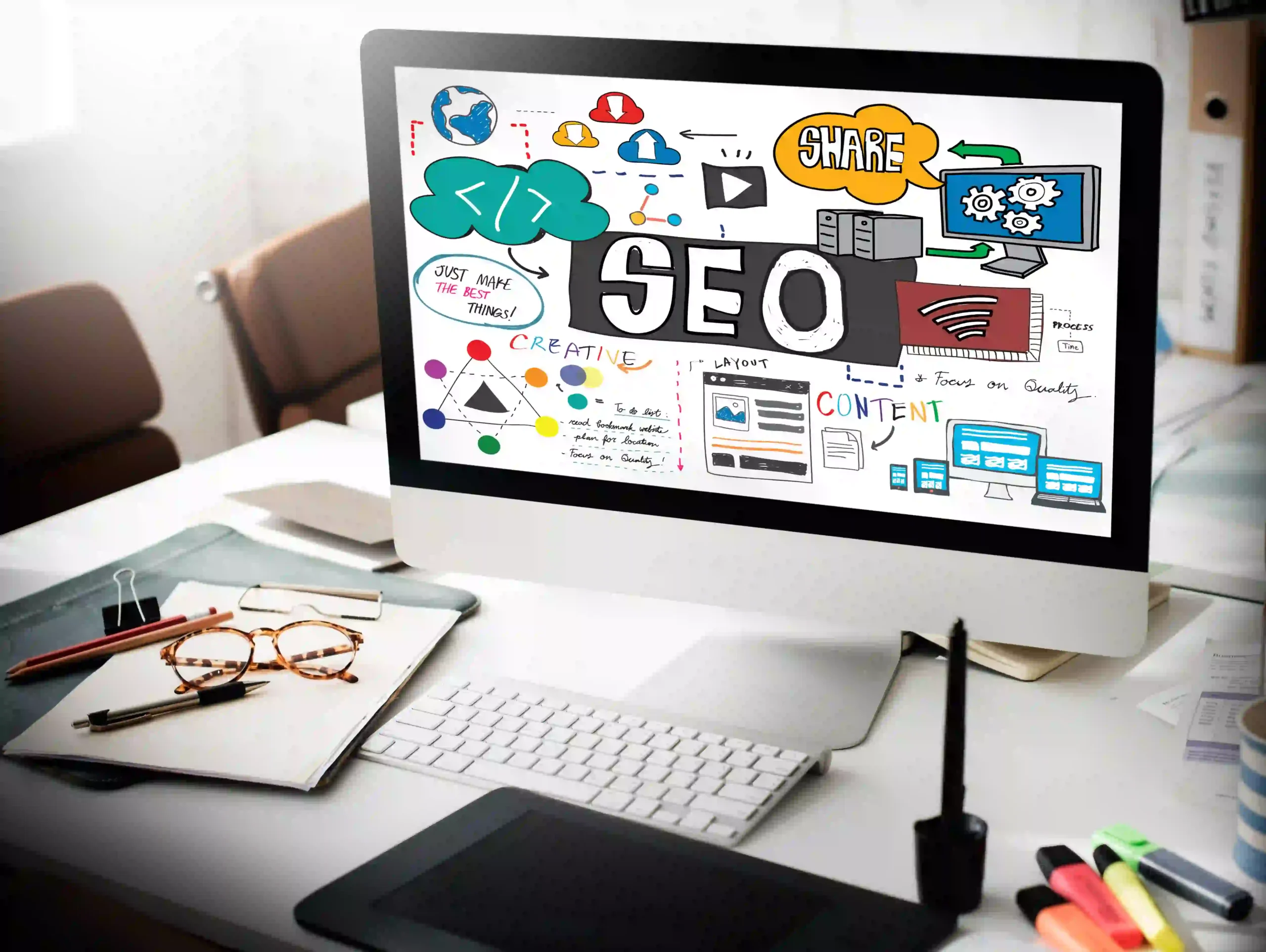 SEO strategy on screen, showcasing expertise. Optimize with a digital marketing expert in Thrissur